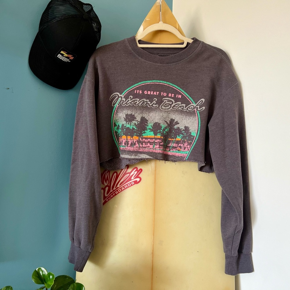 LA Hearts Women's Grey Miami  Crop-top Sweatshirt in Small